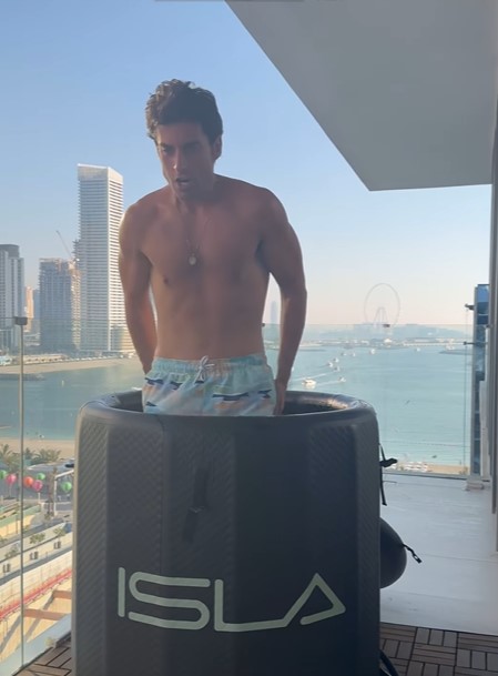 James Argent showed of his incredible weight loss as he took a dip in an ice bath