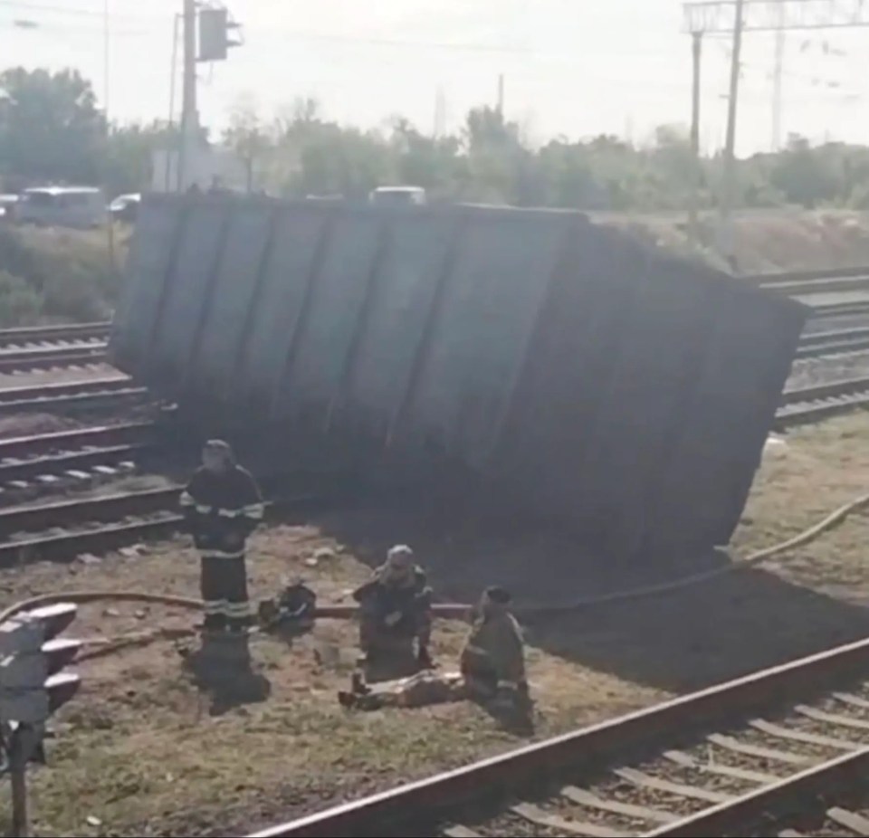 Ukrainian drone hits and derails Russian freight train in Volgograd region, causing explosion of at least one fuel tank, damage to rail tracks, and fire