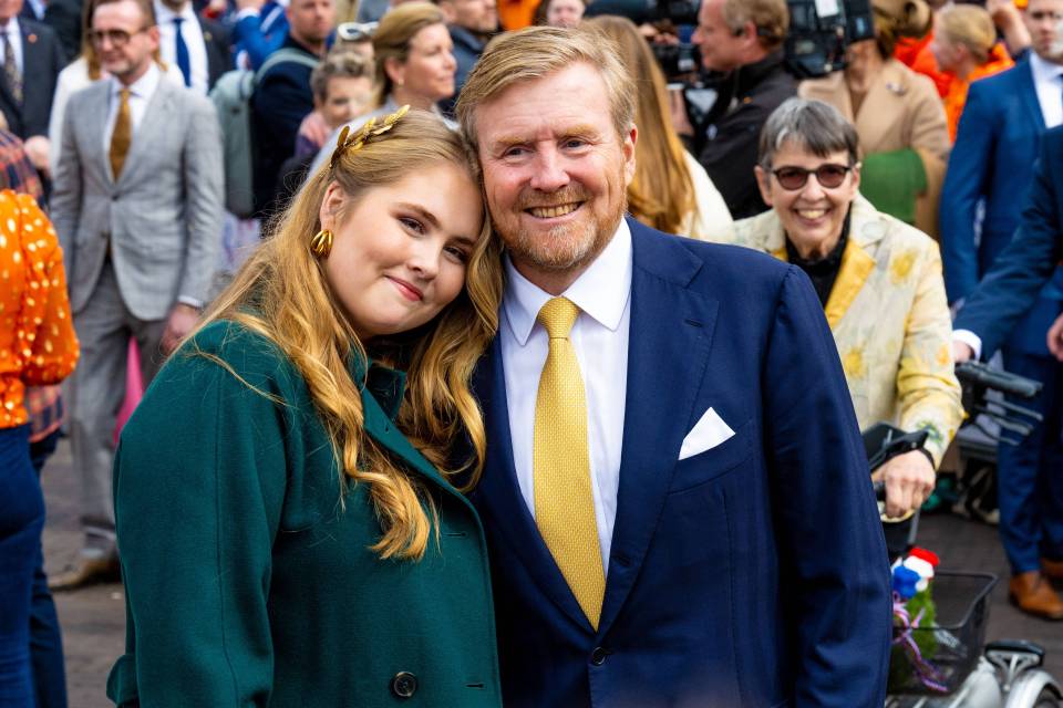 King Willem-Alexander with his daughter at the King's Day celebrations in Emmen