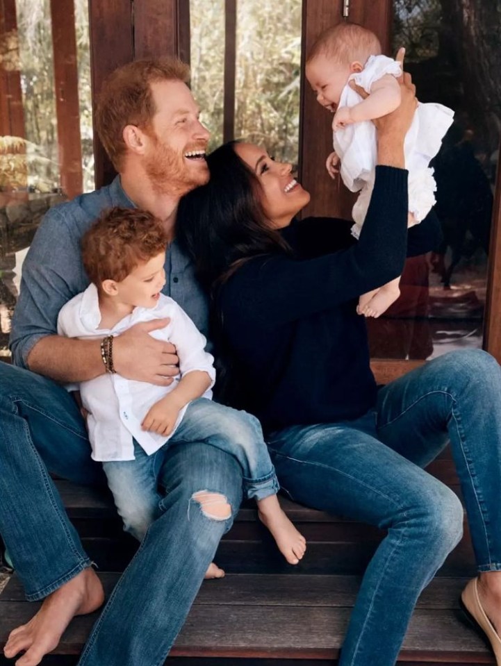 Photo of Prince Harry, Meghan Markle, Archie, and Lilibet.