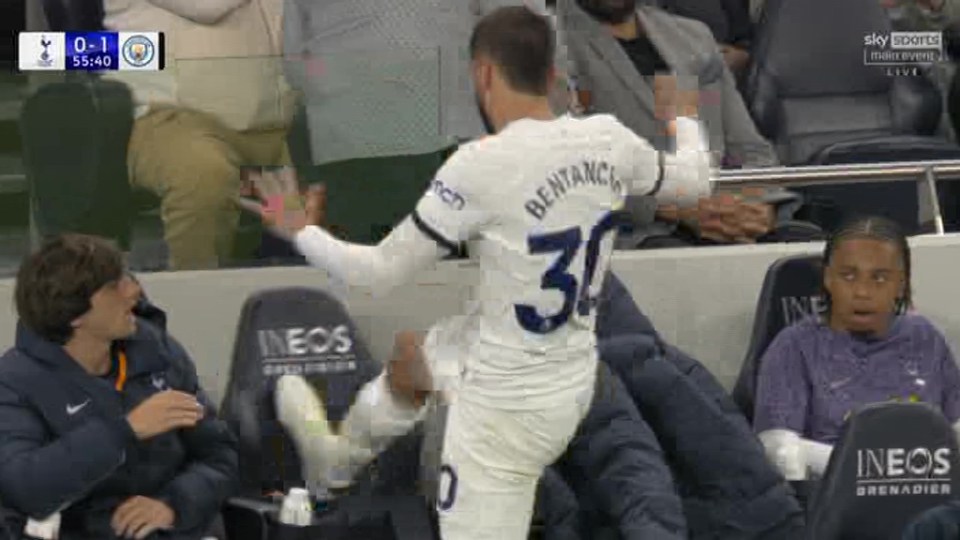 Rodrigo Bentancur launched himself at a chair after being replaced by Spurs