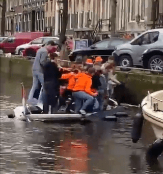 The overcrowded vessel was doomed from the start of its journey as it quickly started to tip