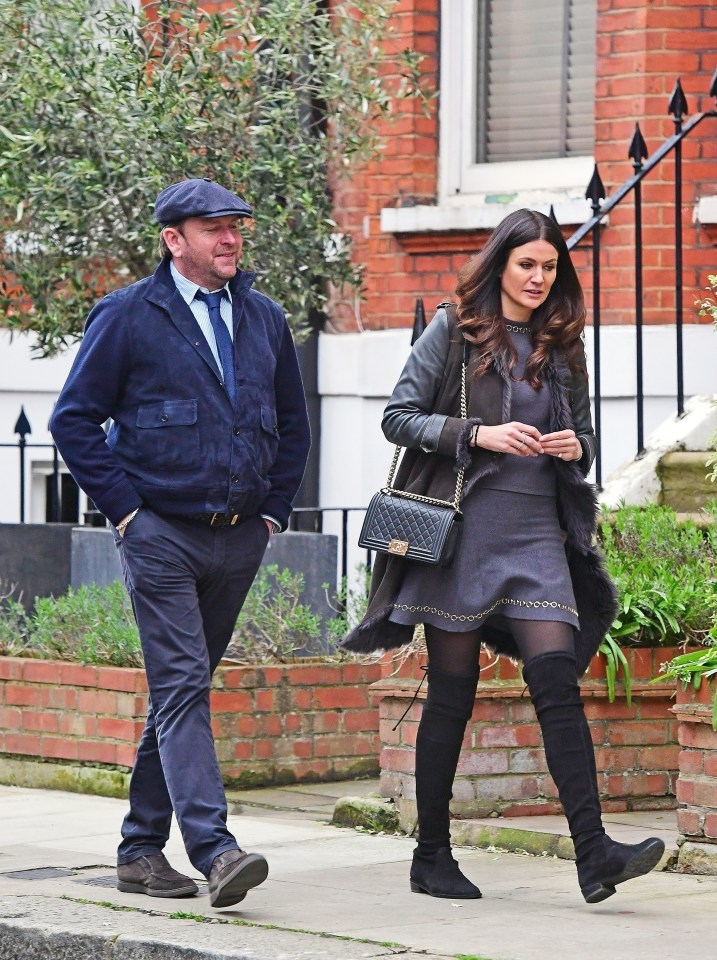 The new couple cut casual figures but James was clearly beaming