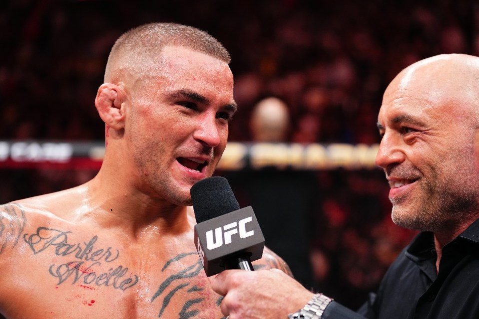 Dustin Poirier reacts after his victory against Benoit Saint Denis