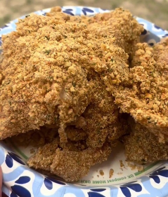 She showed how much one breast made after prepping it all for cooking