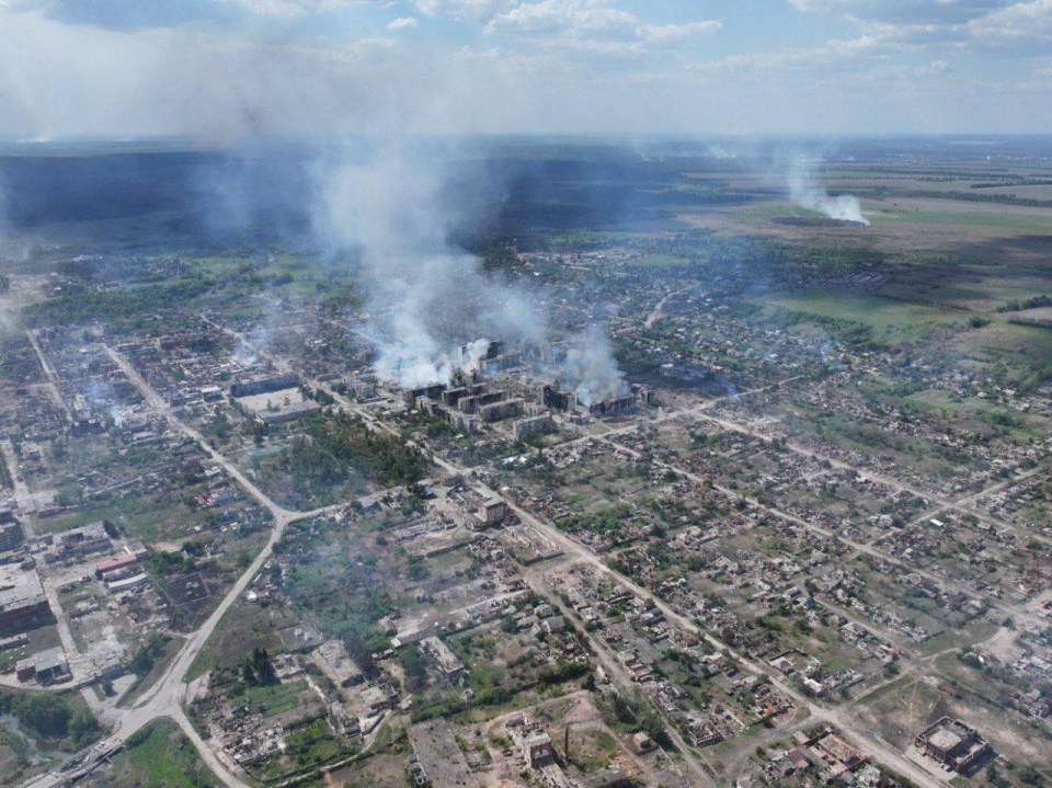 Aerial images show the devastating destruction to the besieged border town