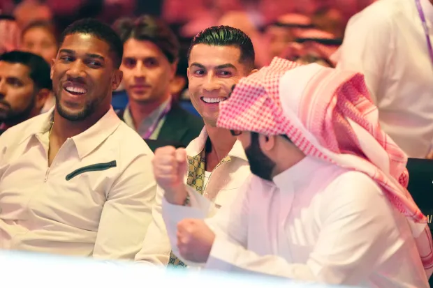 AJ and Cristiano Ronaldo were among the sporting A-listers at ringside