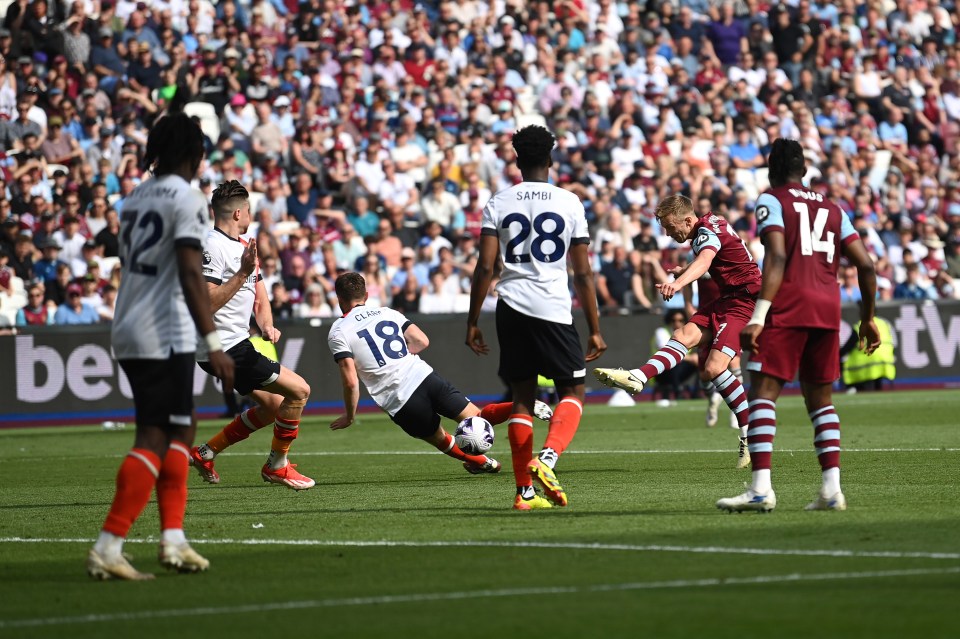 James Ward-Prowse scored West Ham's first goal of the match