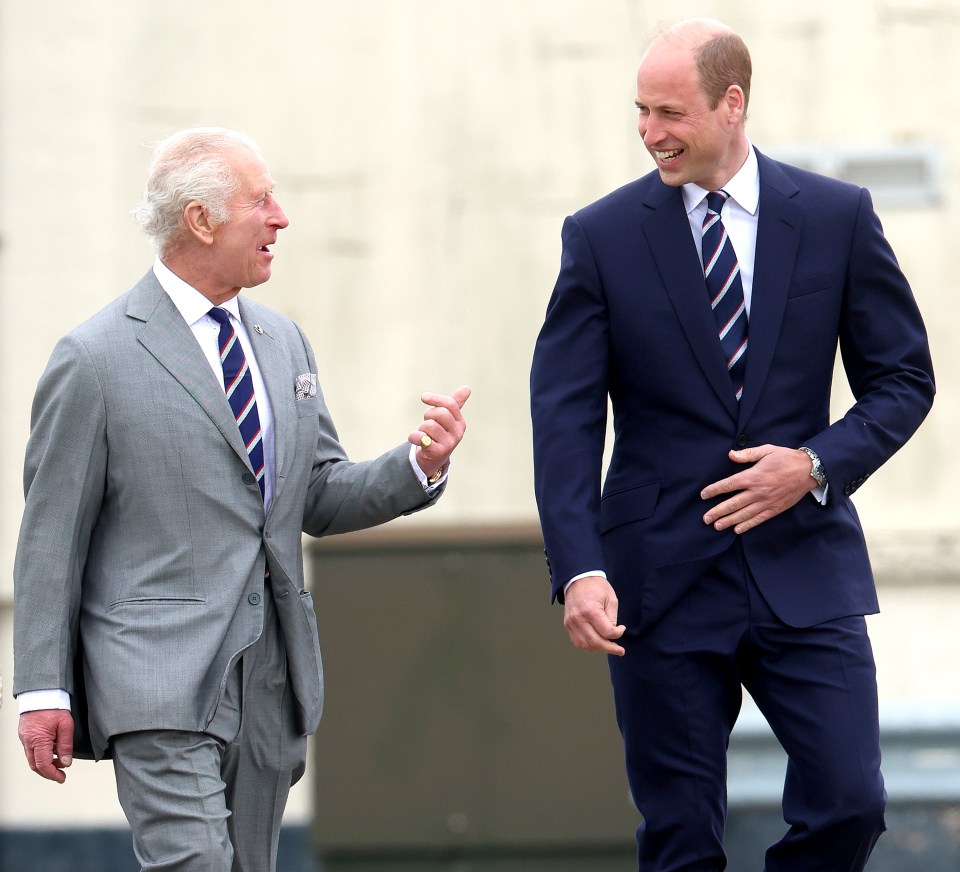 King Charles and Prince William shared a joke as the monarch passed the role of Colonel-in-Chief of the Army air corps to his eldest son