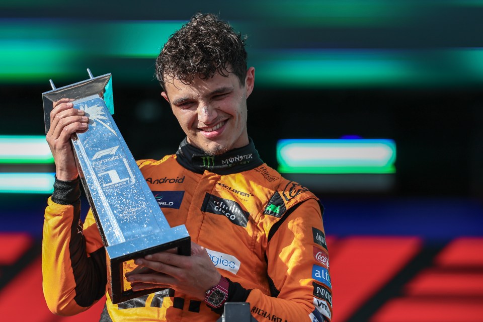 Norris celebrates his first F1 Grand Prix win