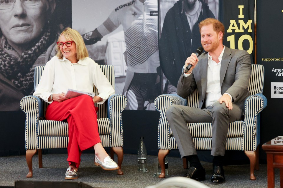 Louise Minchin and Prince Harry on stage at the Invictus Games