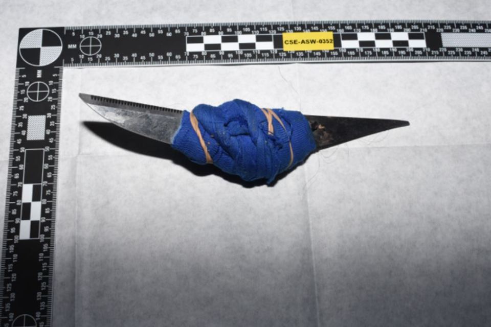 Cops had already recovered this weapon used to kill Johanita after Nur discarded it while fleeing the scene