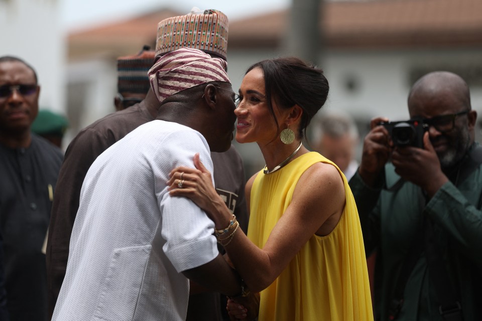 Meghan wore the frock for the couple's visit to State Governor Babajide Sanwo-Olu’s house, where they were guests of honour
