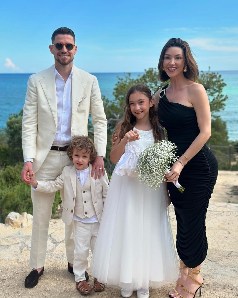 Jorginho  and finacee Catherine Harding were pictured at a family wedding