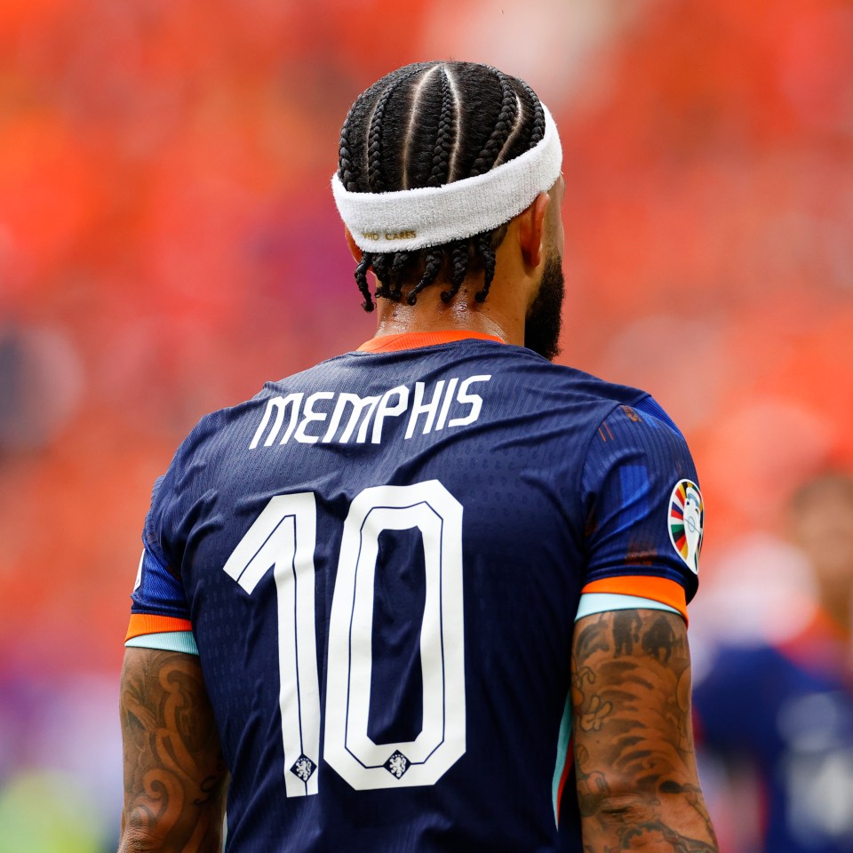 Depay had a message on his headband when the Netherlands played Poland on June 16, 2024 in Hamburg, Germany