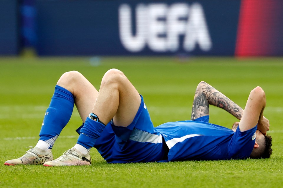 Alessandro Bastoni reacts at the end Swiss defeat