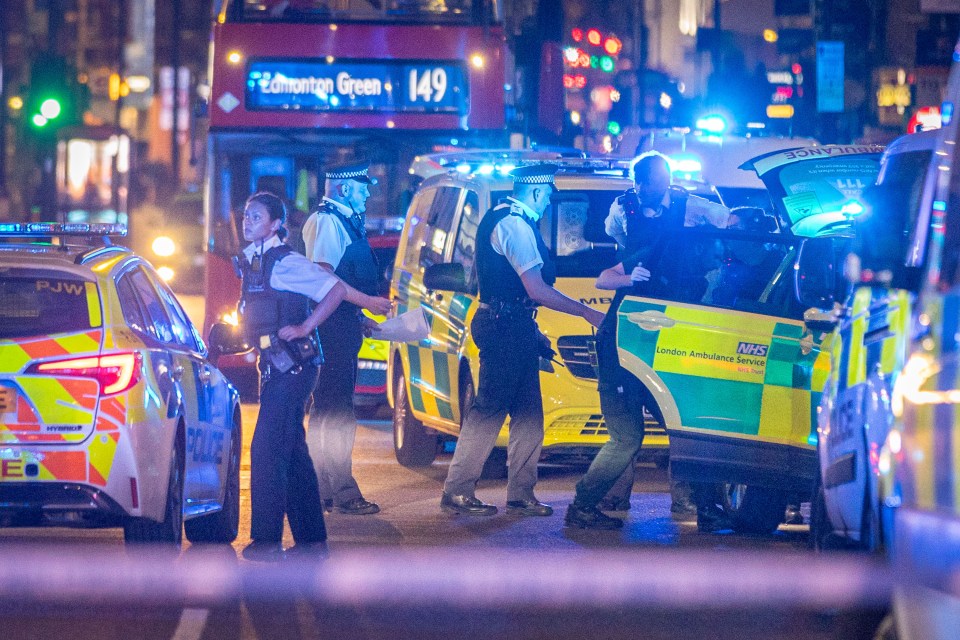 Emergency services at the scene in Dalston, east London