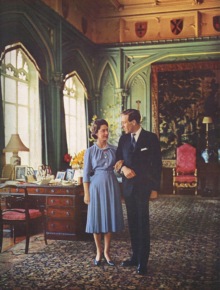 Princess Margaret and her fiancé, Anthony Armstrong-Jones, at the Royal Lodge, Windsor.