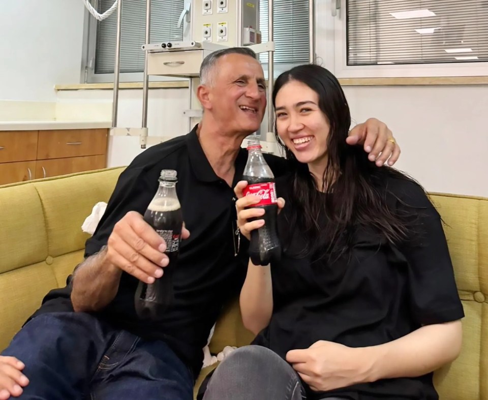 Noa was described as 'smiling and very happy' by pals as she posed for photos with her family and friends in a hospital in Israel