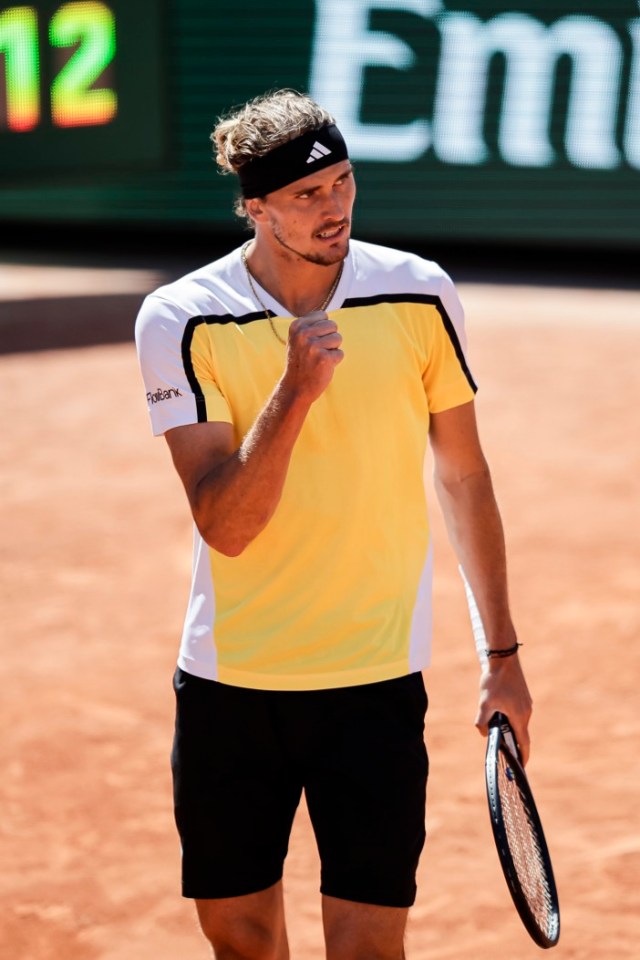 PARIS, FRANCE - JUNE 9: Alexander Zverev of Germany celebrates a set won against Carlos Alcaraz of Spain during the Men's Singles Final of 2024 French Open - Day 15 at Roland Garros on June 9, 2024 in Paris, France. (Photo by Antonio Borga/Eurasia Sport Images/Getty Images)