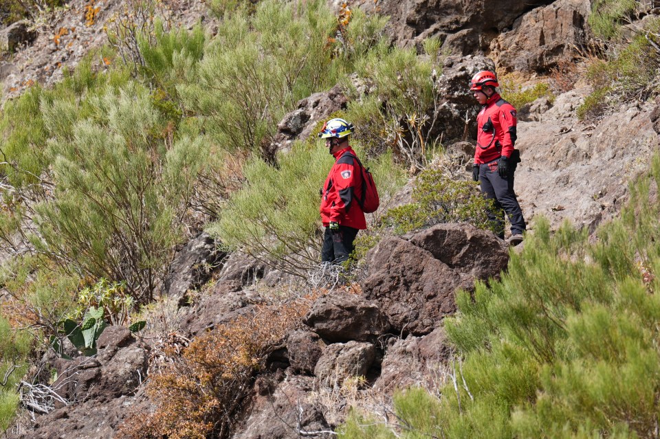 Firefighters near to the village of Masca, Tenerife, where the search for missing British teenager Jay Slater, 19, from Oswaldtwistle, Lancashire, continues.¿Picture date: Saturday June 22, 2024. PA Photo. Mr Slater was last heard from on Monday morning whilst attempting to walk back to his accommodation when he missed a bus, after staying with people he met at the NRG music festival in Tenerife, Spain's Canary Islands. See PA story POLICE Tenerife. Photo credit should read: James Manning/PA Wire