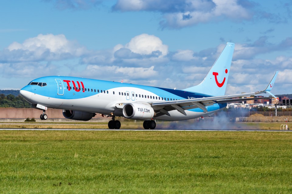Stuttgart, Germany - October 4, 2020: TUI Boeing 737-800 airplane at Stuttgart Airport in Germany. Boeing is an American aircraft manufacturer headquartered in Chicago.