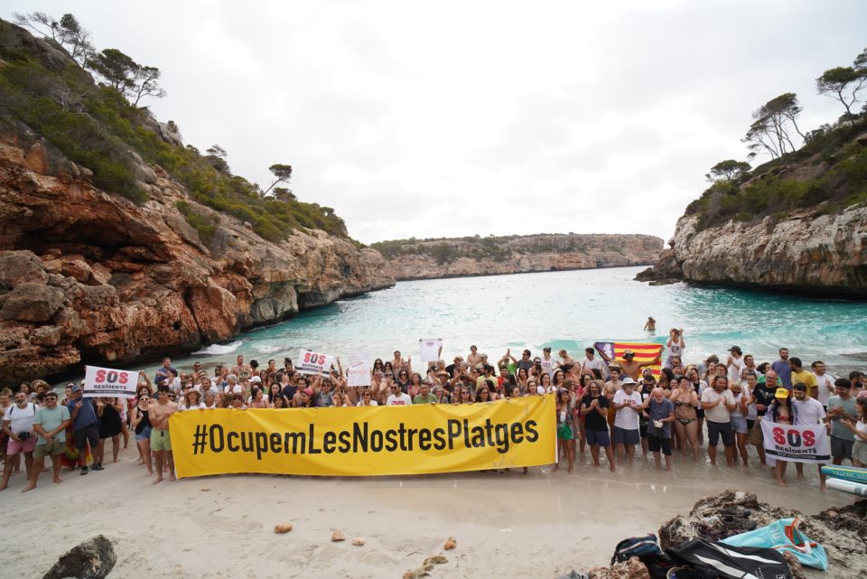 Anti-tourist protesters took over an Instagram-famous Majorca beach
