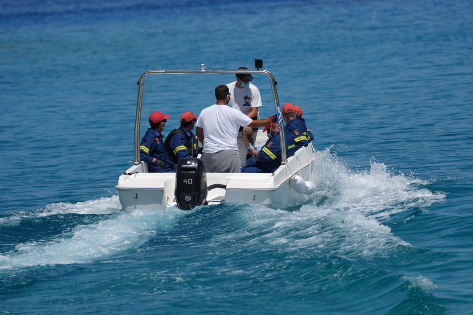 Emergency services leave Agia Marina in Symi