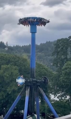 The terrifying moment 28 thrillseekers were left hanging upside down 100ft in the air