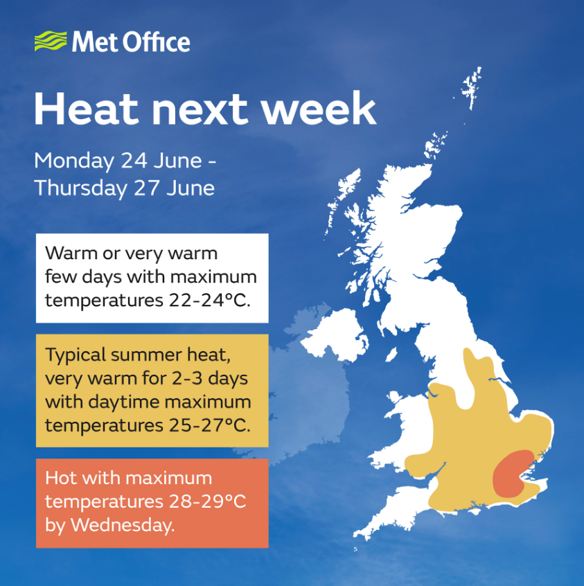 Brits are set to see highs of up to 30C next week