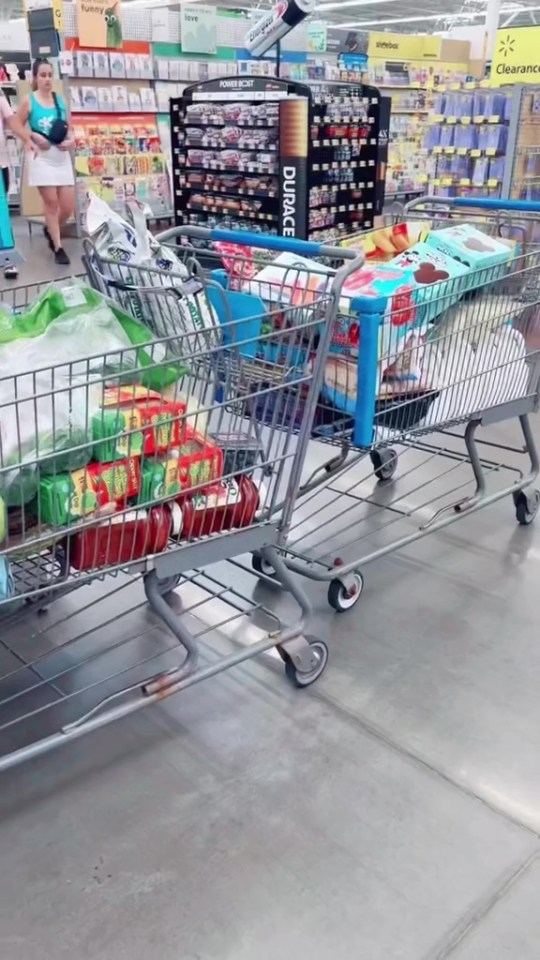 In total, she had four trolleys full