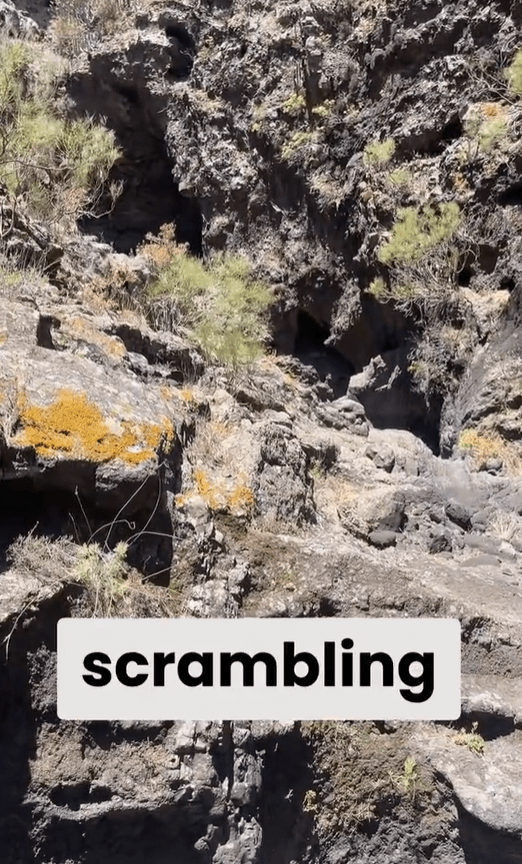 a picture of a rocky cliff with the word scramble on it