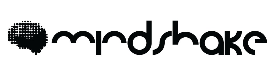 a black and white logo for a company called mindshake