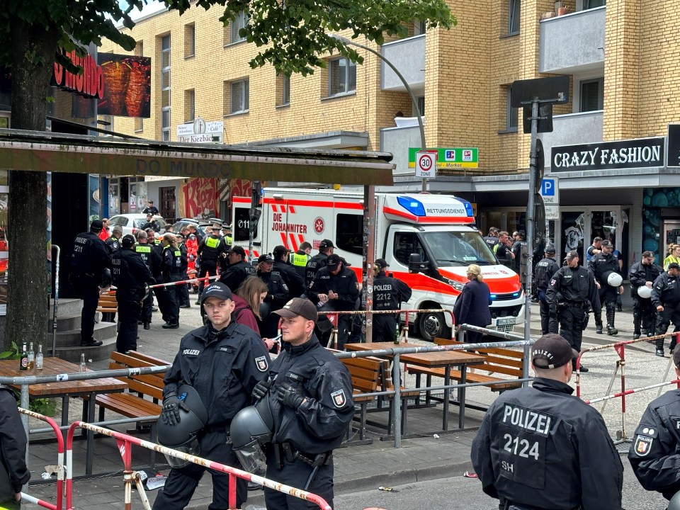 An ambulance is also at the site
