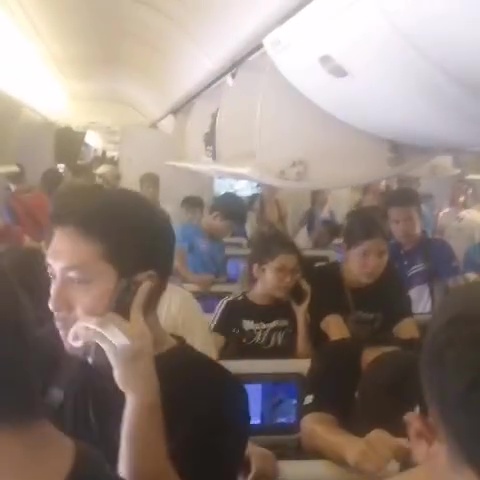 People were trapped on the plane for more than three hours