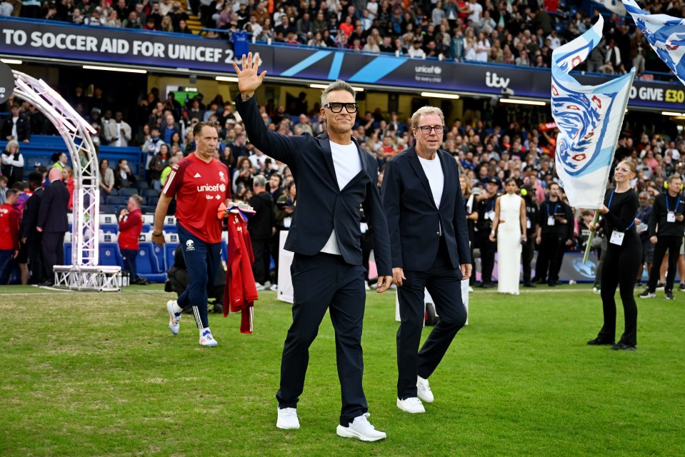 Robbie Williams and Harry Redknapp at Stamford Bridge