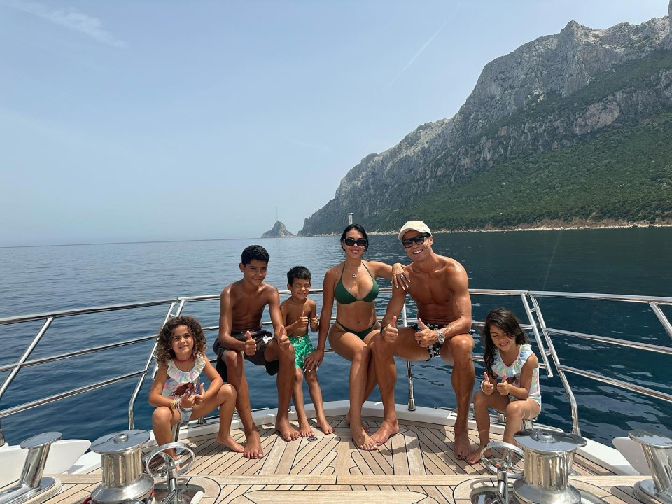 Ronaldo on holiday with his fiancee Georgina Rodriguez and their children