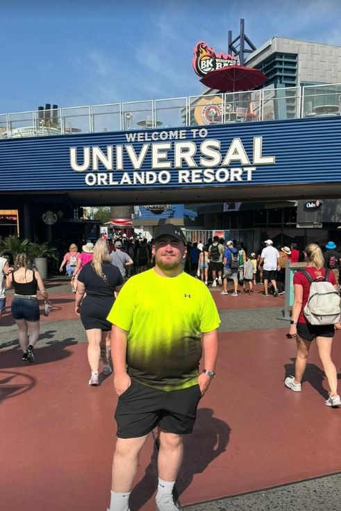 Darts ace Littler looked at home ahead of a day at the theme parks