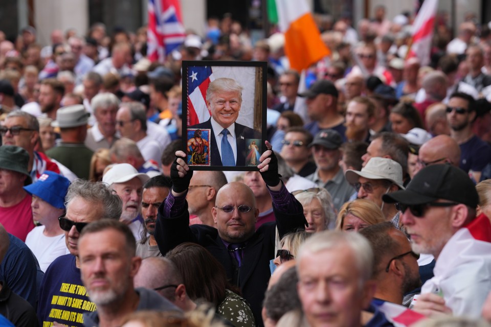 One man paraded the streets with a picture of Donald Trump