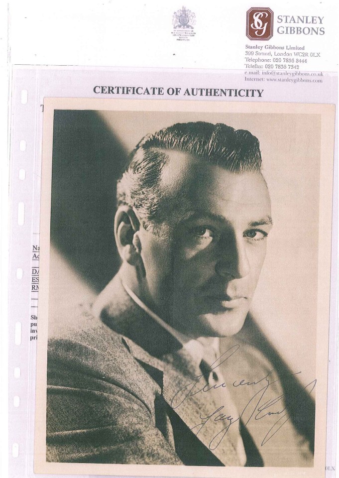 BEST QUALITY AVAILABLE Undated handout photo issued by Nottinghamshire Police of a signed Gary Cooper photo after the Edwards spent some of the £245,705 they stole from the Wycherleys on memorabilia, including signed letters and photographs of the 1950s Hollywood movie and two-time Oscar winner, as Susan and Christopher Edwards have been found guilty at Nottingham Crown Court of murdering her parents, whose bodies were found buried in their own back garden 15 years after they disappeared. PRESS ASSOCIATION Photo. Issue date: Friday June 20, 2014. See PA story COURTS Bodies. Photo credit should read: Nottinghamshire Police/PA Wire NOTE TO EDITORS: This handout photo may only be used in for editorial reporting purposes for the contemporaneous illustration of events, things or the people in the image or facts mentioned in the caption. Reuse of the picture may require further permission from the copyright holder.