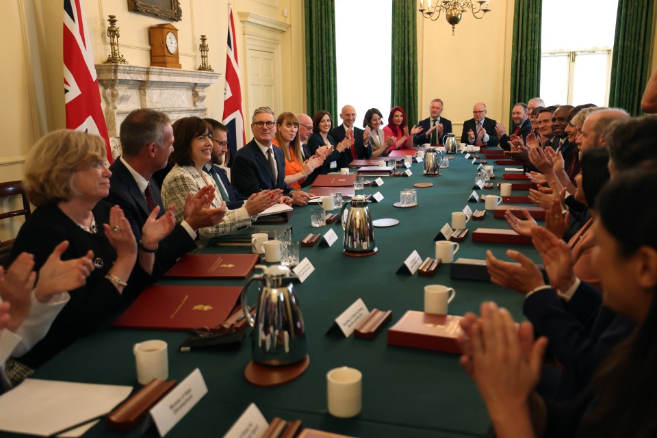 epa11461706 Britain's Prime Minister Keir Starmer (C) chairs his first meeting of the Cabinet in Downing Street, London, Britain, 06 July 2024. Starmer became the country's new prime minister on 05 July, after his party won a landslide victory in the general election. EPA/ANDY RAIN / POOL