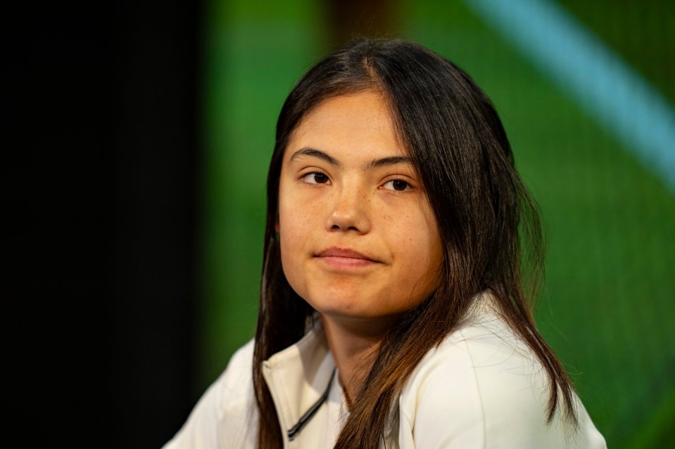 LONDON, ENGLAND - JULY 07: Emma Raducanu of Britain speaks during a press conference following defeat by New Zealand qualifier Lulu Sun during day seven of The Championships Wimbledon 2024 at All England Lawn Tennis and Croquet Club on July 07, 2024 in London, England. (Photo by AELTC/Joe Toth - Pool/Getty Images)