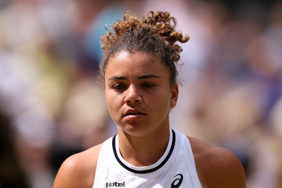 LONDON, ENGLAND - JULY 13: Jasmine Paolini of Italy looks on as she plays against Barbora Krejcikova of Czechia during her Ladies' Singles Final match during day thirteen of The Championships Wimbledon 2024 at All England Lawn Tennis and Croquet Club on July 13, 2024 in London, England. (Photo by Clive Brunskill/Getty Images)