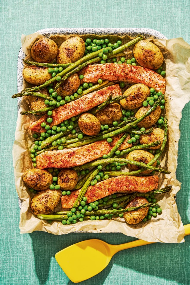 This cajun salmon tray bake looks complicated to make but it's actually easy
