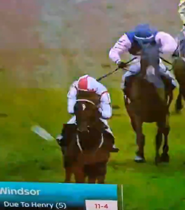 Some idiot in the crowd launched a plastic beer cup at the winning horse