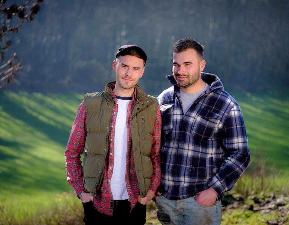 Frank and Harry Savage (green jacket) on their farm in Sussex after appearing in the Channel 4 programme Hunted