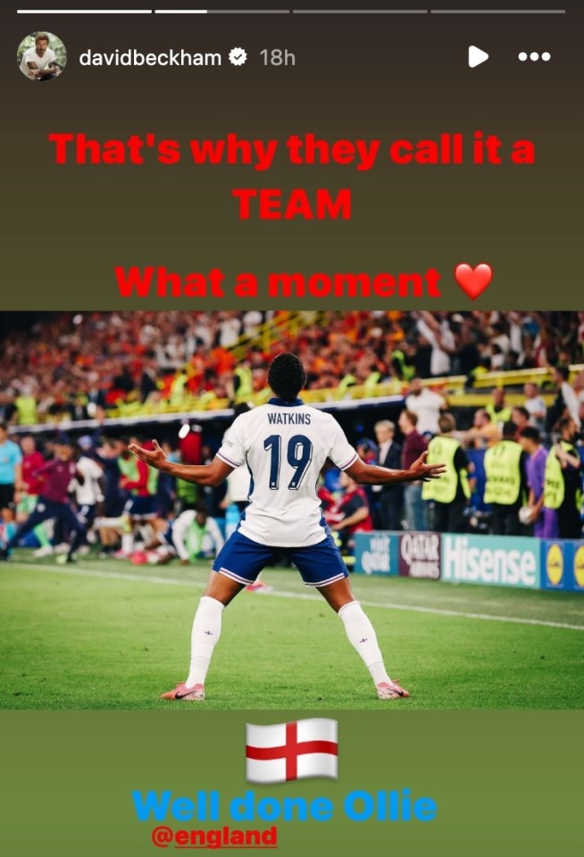 Beckham shared this post on his Instagram story on Wednesday evening