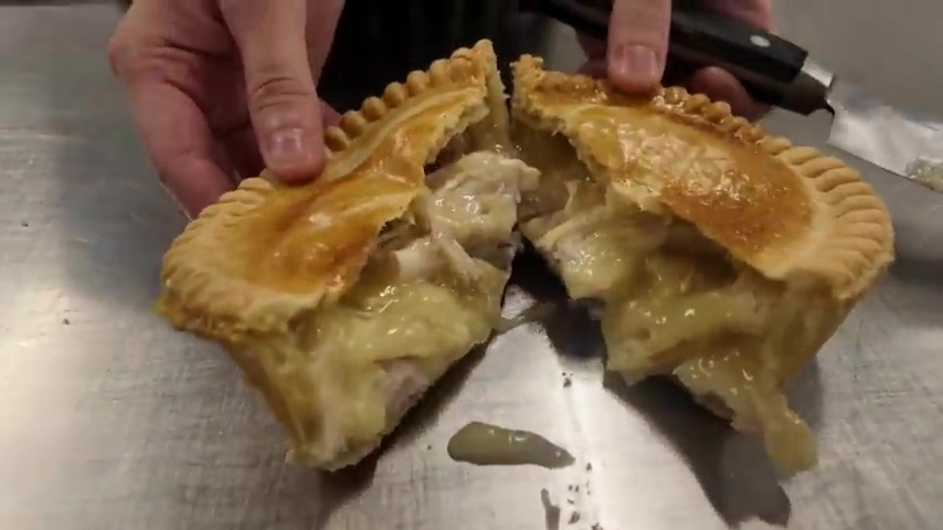 Noel and Chloe showed off the finished chicken pie