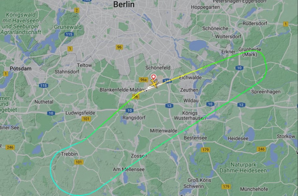 Flight radars show the plane returning to the airport this morning