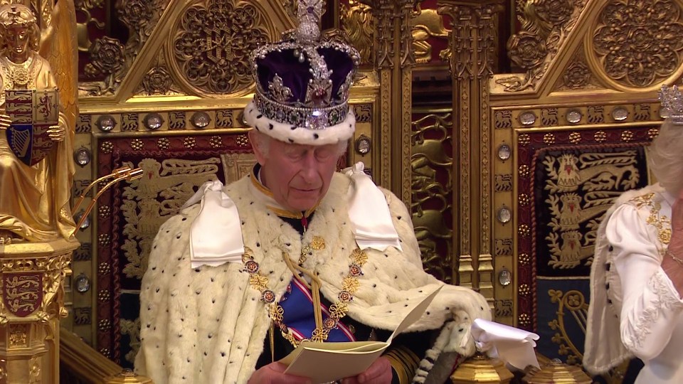 King Charles delivers his speech in the House of Lords